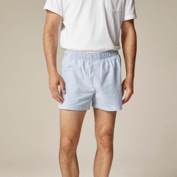 J.Crew Boxer Short Mens S University Stripe Rain Broken-in Organic Cotton Oxford - Picture 1 of 7